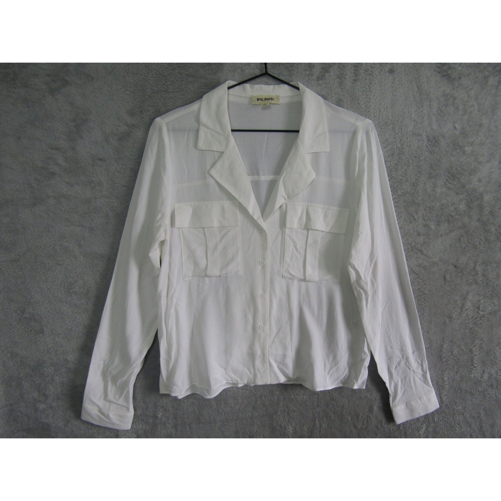 RAG POETS White Button Up‎ Long Sleeve Pocket Blouse Shirt XS